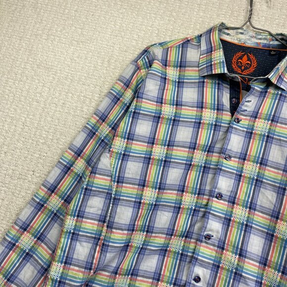 AU NOIR Button Down Shirt Men’s Size 5 Multicolor pride Plaid Flip Cuff Preppy - Picture 3 of 16